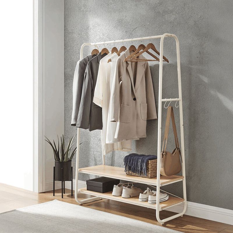 Kovový vešiak s dvoma policami, biely