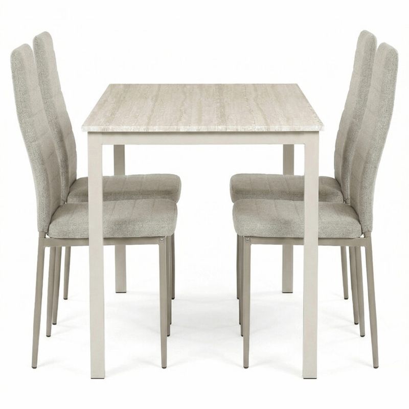 Jedálenský set so 4 stoličkami, 110x70x75cm travertín