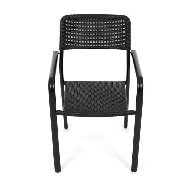 Záhradná stolička, kov-plast, čierna