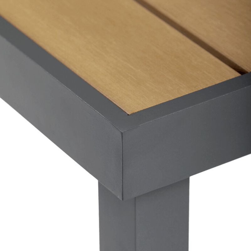 Záhradný stôl 190x90cm, hliník v sivom odtieni, doska z polywoodu prírodná