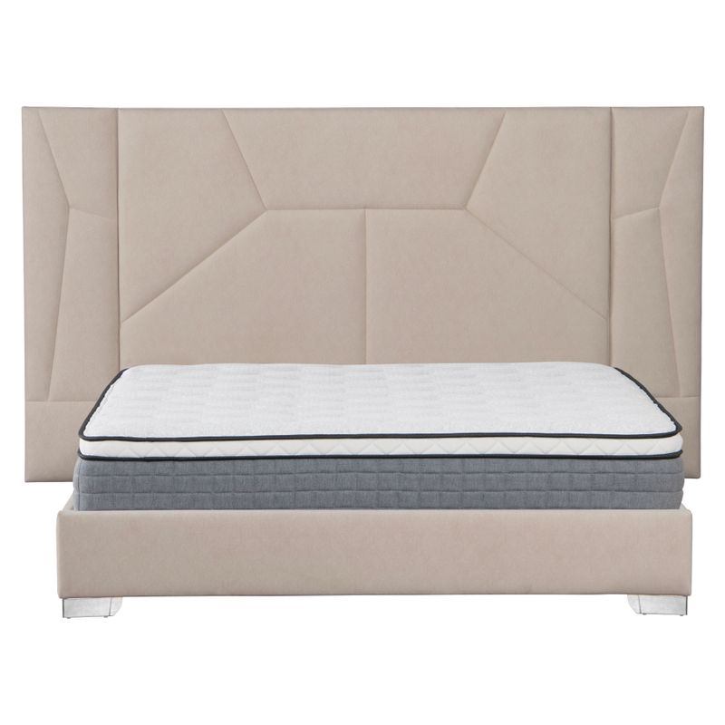 Posteľ s roštom a LED osvetlením, 160×200, béžová Velvet látka