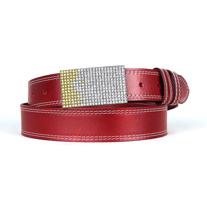 Unikátny bordový opasok z pravej kože SWAROVSKI YELLOW – ručná výroba na Slovensku