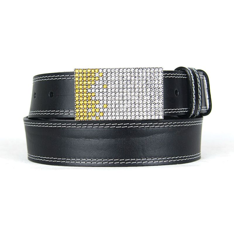 Unikátny čierny opasok z pravej kože SWAROVSKI YELLOW– ručná výroba na Slovensku