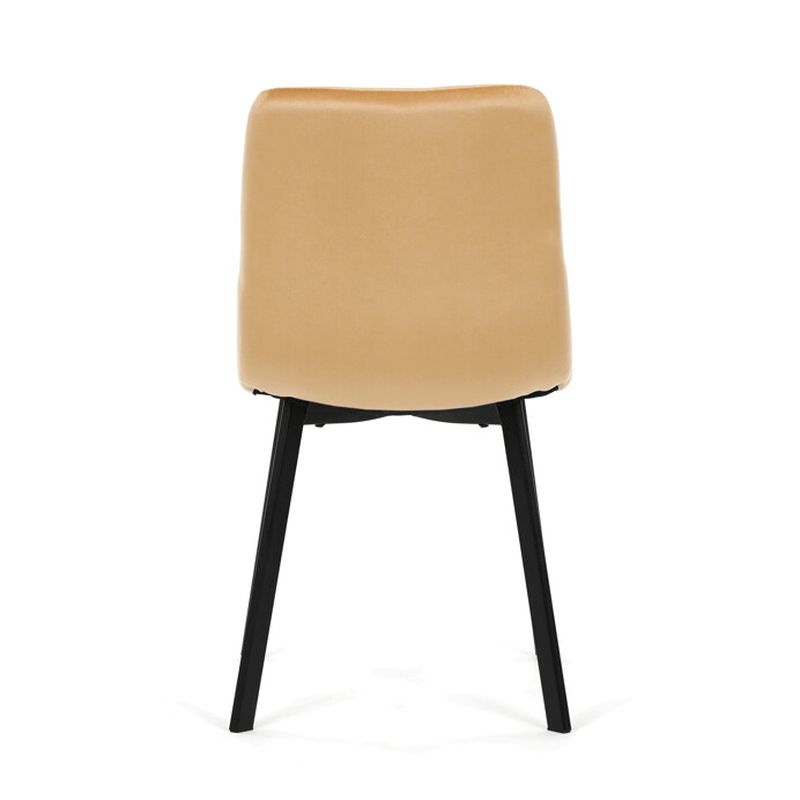 Stolička jedálenská, látka žltý zamat, kov čierny mat