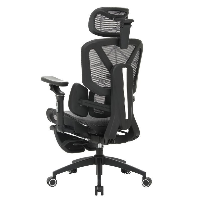 Kancelárske kreslo s výsuvnou podnožou, sieťovina, tmavosivá-čierna