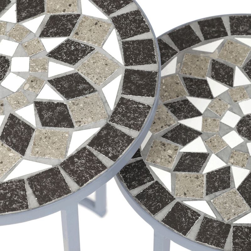 Set 2 ks stojanov na kvety, s keramickou mozaikou, sivé