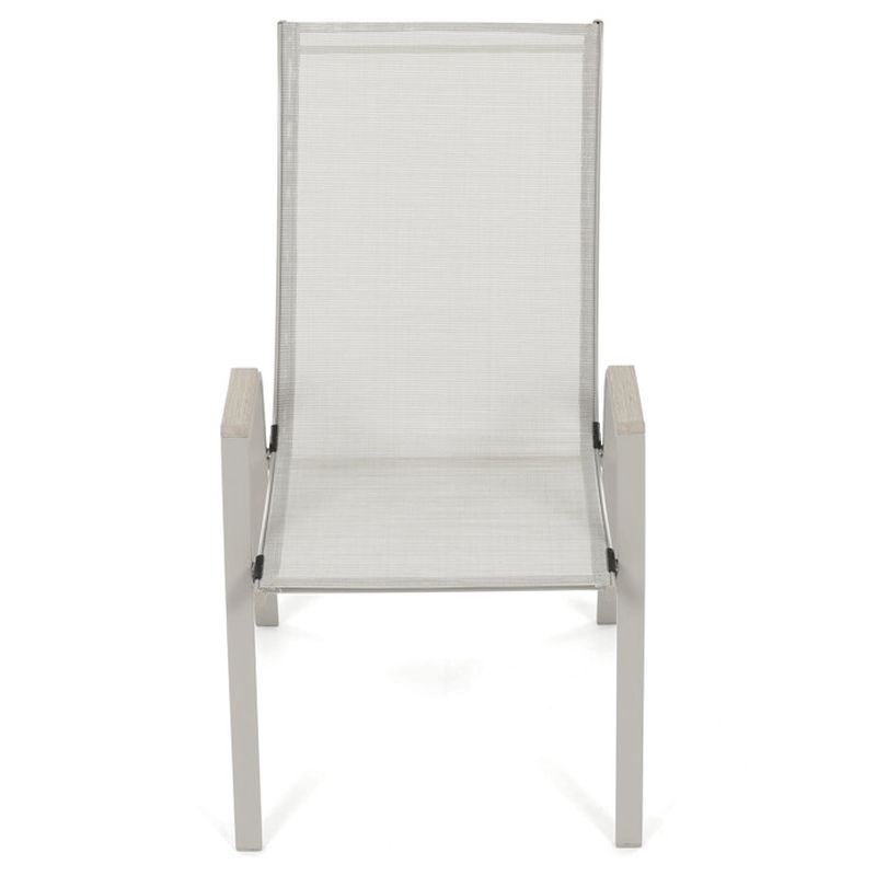 Záhradná stolička béžová s kovovou konštrukciou a sieťovinou