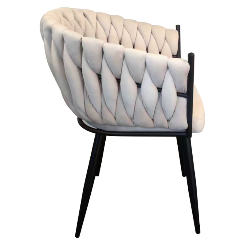 Komfortné jedálenské kreslo, svetlobéžová Velvet látka-čierny kov