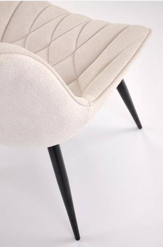 Jedálenská stolička 567, čierny kov, béžová látka