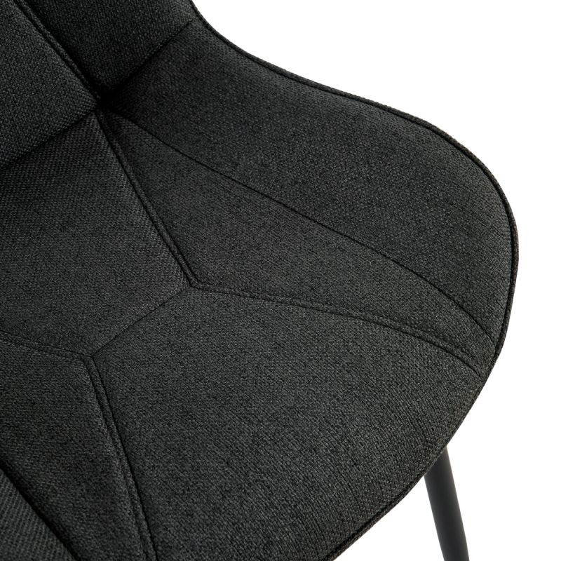Elegantná jedálenská stolička tmavosivá látka, čierny kov