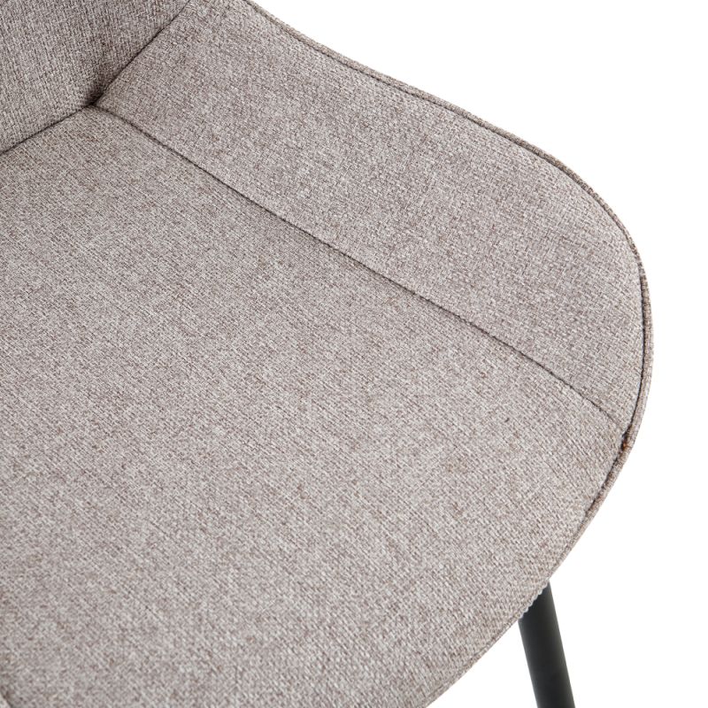 Elegantná jedálenská stolička béžová látka, čierny kov