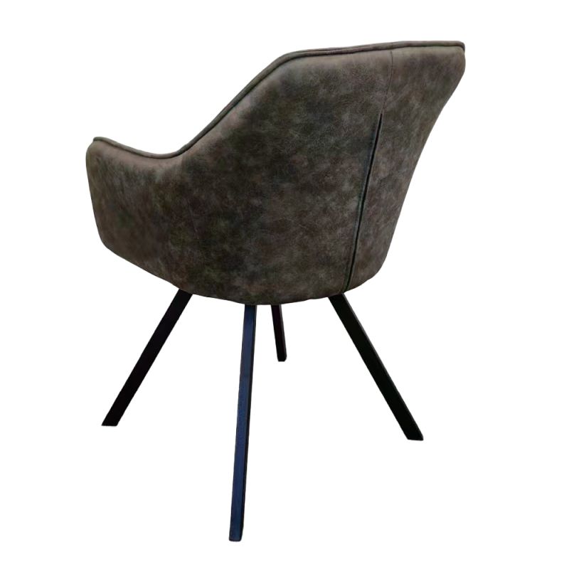 Pohodlné otočné prešívané jedálenské kreslo, zelená látka, kov čierny