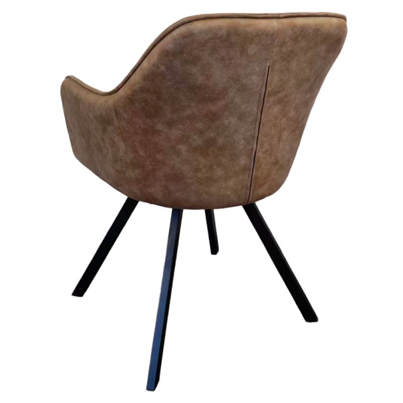 Pohodlné otočné prešívané jedálenské kreslo, sivohnedá látka, kov čierny