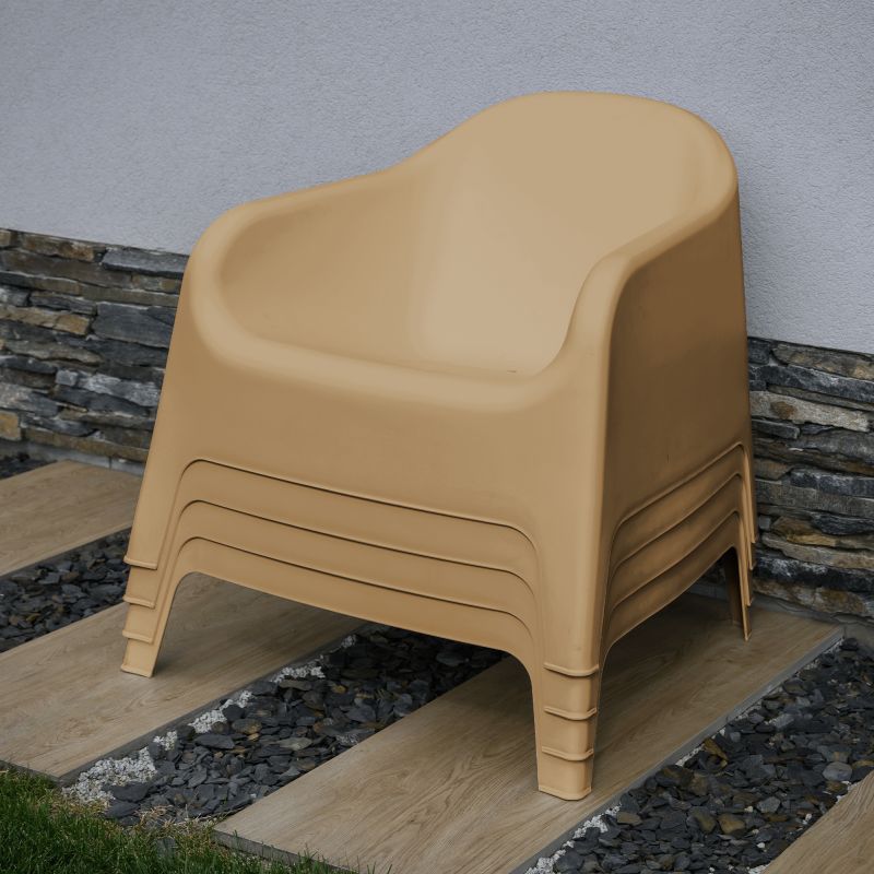 Záhradné stohovateľné kreslo, hnedý plast