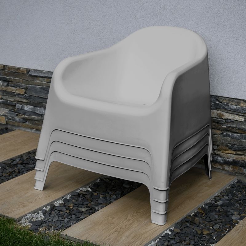 Záhradné stohovateľné kreslo, sivý plast