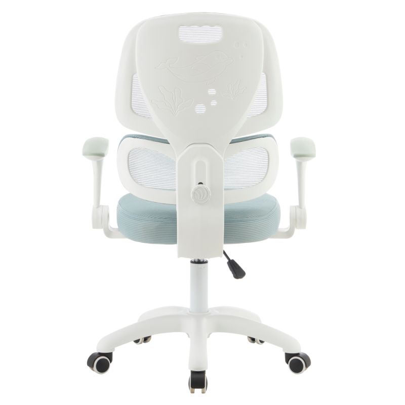 Otočná študentská stolička, neomint sieťovina, biely plast