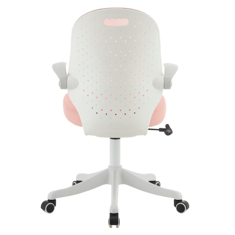 Štýlová otočná stolička, ružová sieťovina, biely plast