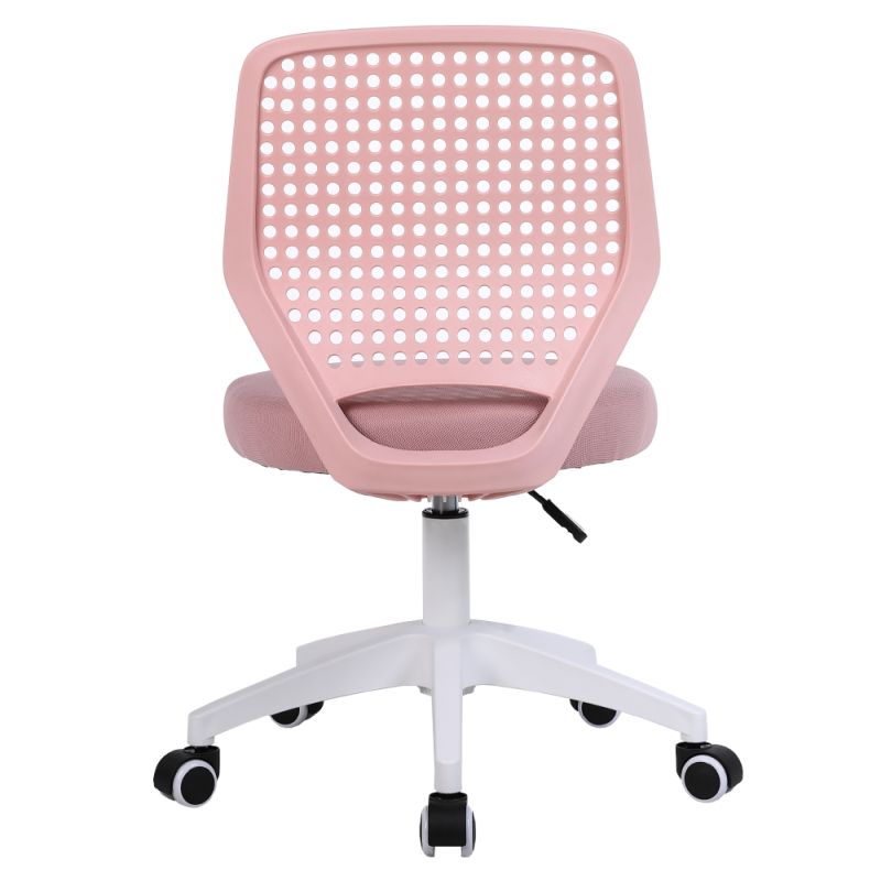 Štýlová otočná stolička ružová sieťovina, biely plast