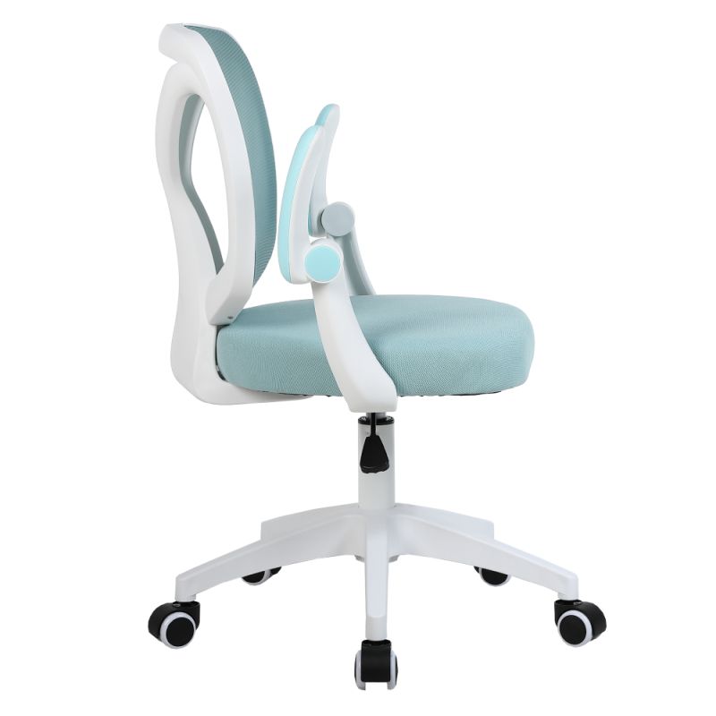 Praktické kancelárske kreslo, modrá látka, biely plast