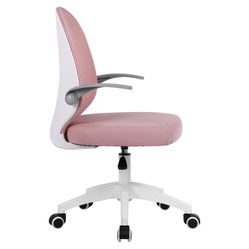 Elegantné kancelárske kreslo, ružová sieťovina, biela