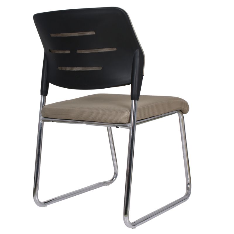 Zasadacia stolička, svetlohnedá sieťovina, kov chróm