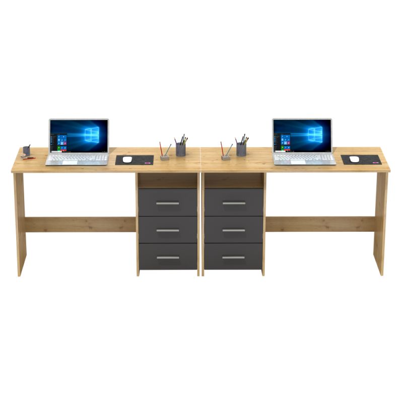 PC stôl jednoduchým dizajnom, dub artisan, grafit