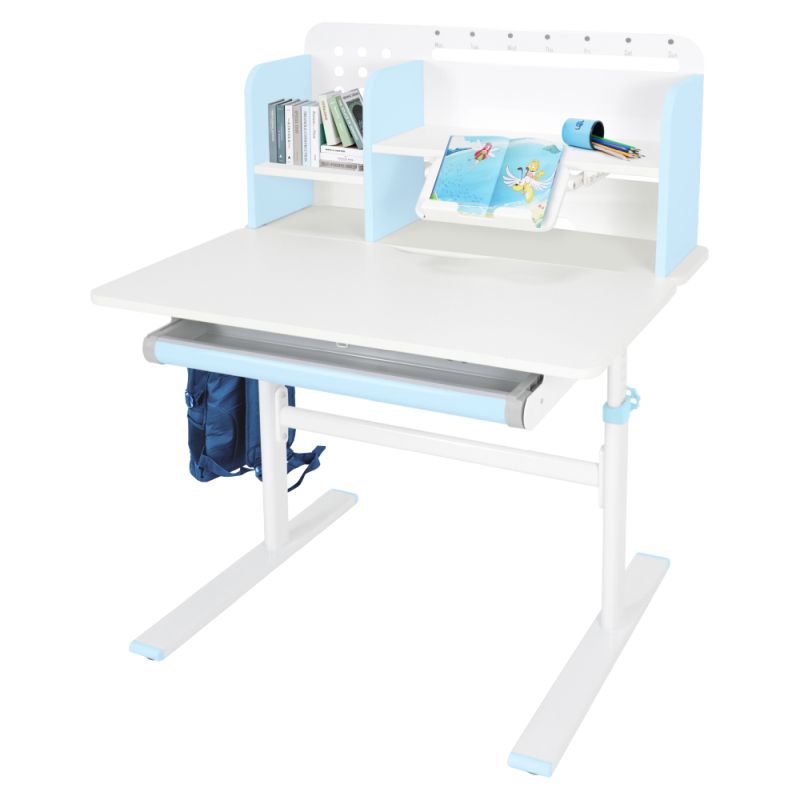 Rastúci písací stôl 80x60 cm, modro-biely