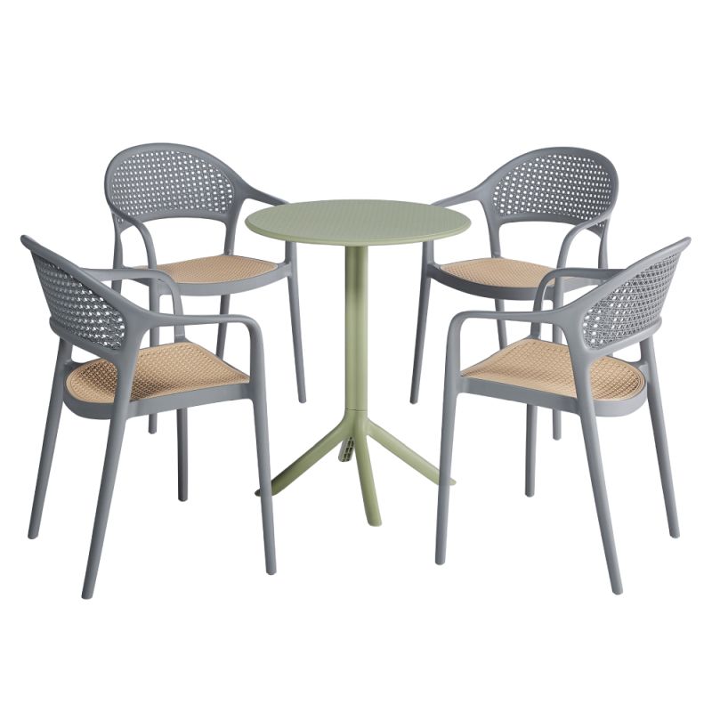 Stohovateľná stolička sivá, béžová z plastu