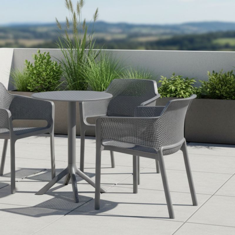 Záhradný stôl, sivý, 60x60 cm z plastu