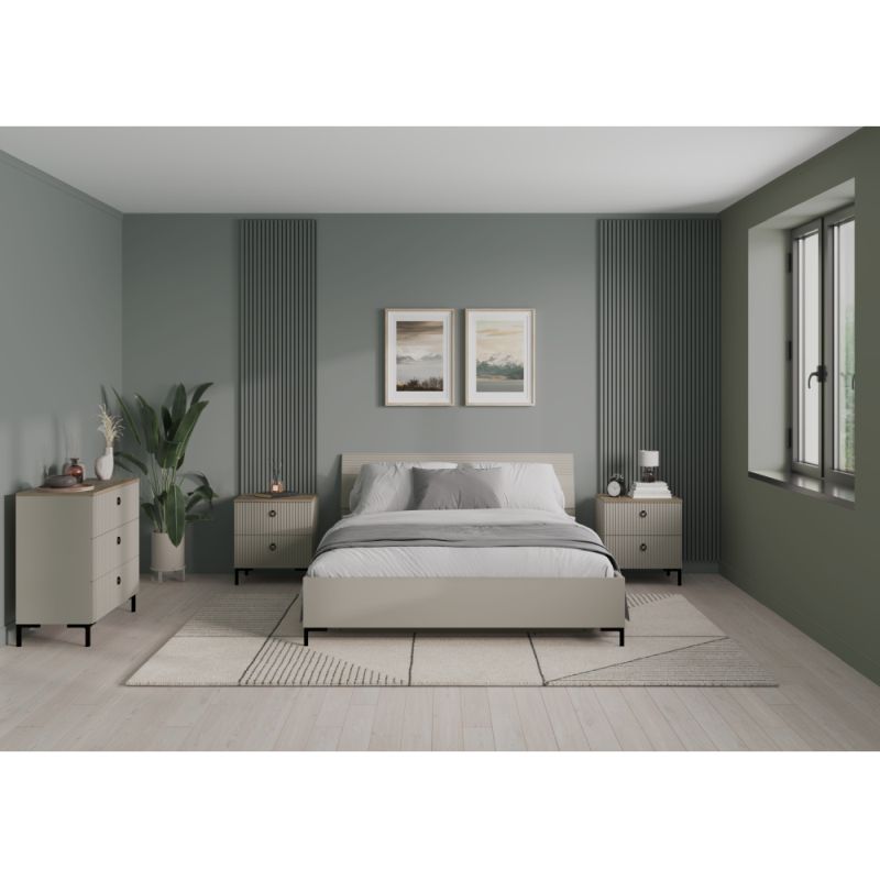 Komoda 3S, sivohnedá Taupe, dub silverjack, 3-zásuvková