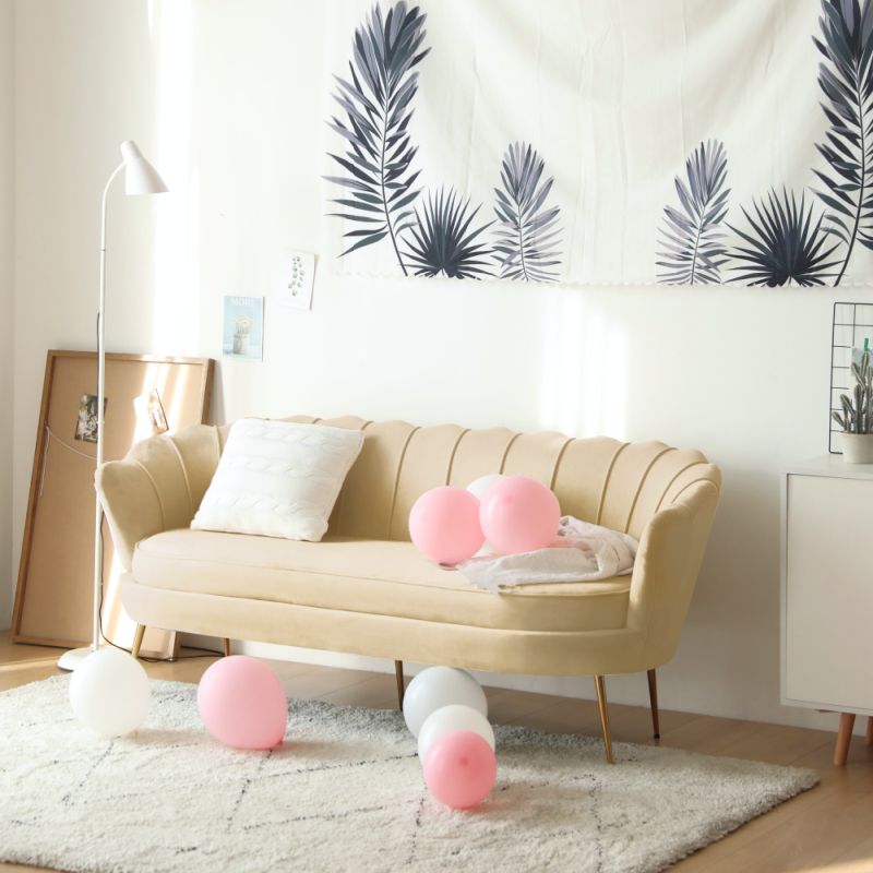 Luxusná pohovka, 3-sed, béžová Velvet látka, zlaté nohy