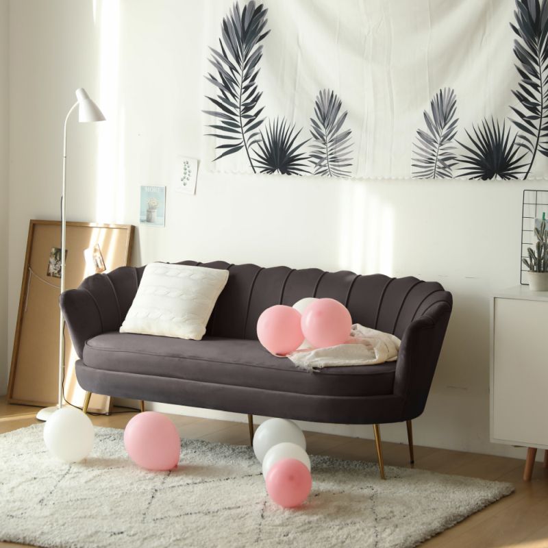 Luxusná pohovka, 3-sed, sivohnedá Velvet látka, zlaté nohy