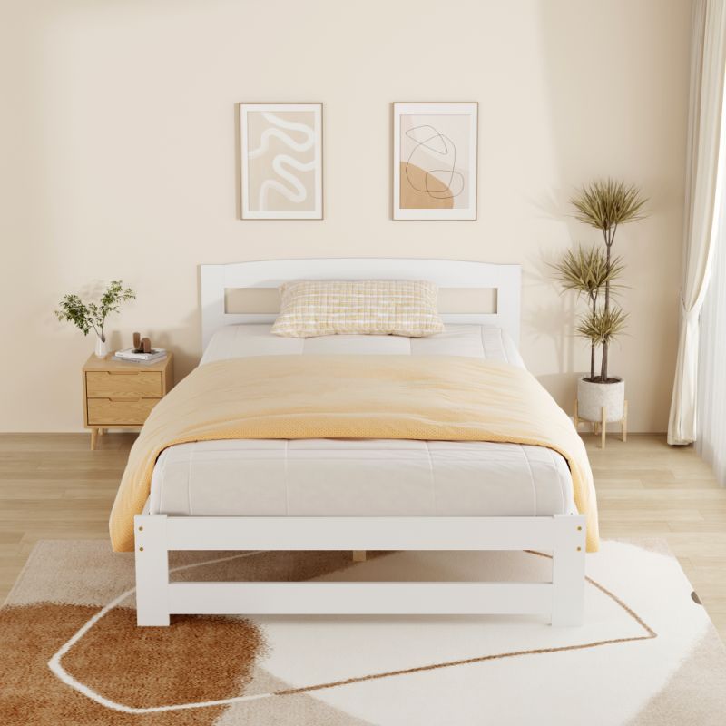 Posteľ 120x200 s roštom, biela, borovicové drevo