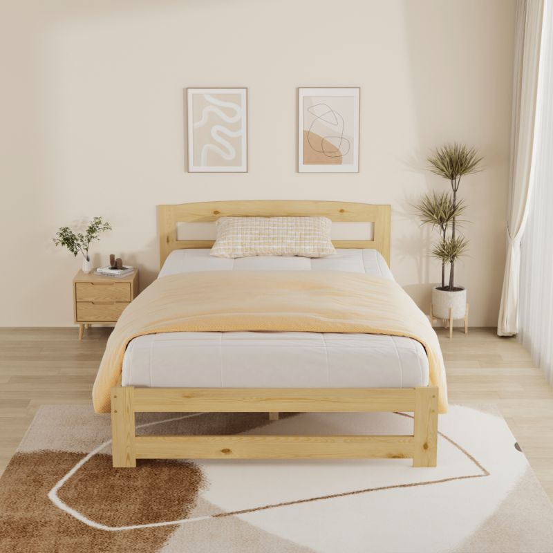 Posteľ 120x200 s roštom, prírodná, borovicové drevo