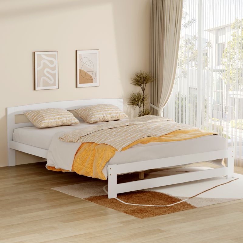 Posteľ 160x200 s roštom, biela, borovicové drevo