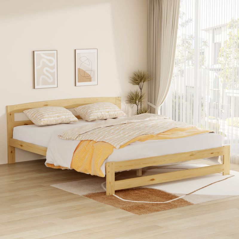 Posteľ 160x200 s roštom, prírodná, borovicové drevo