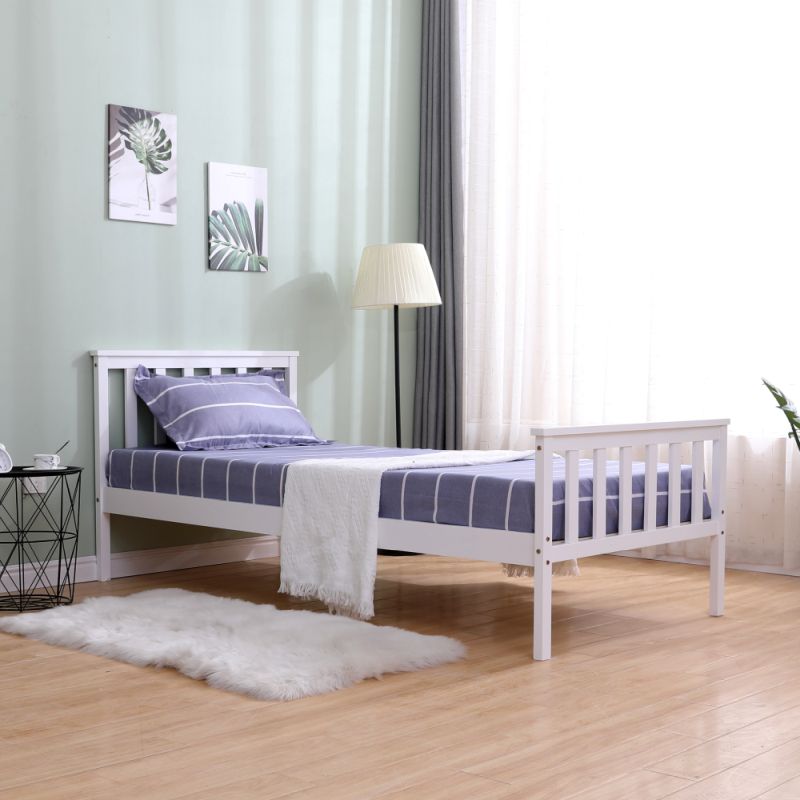 Praktická posteľ 90x200 s roštom, biela, borovicové drevo