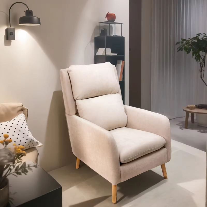 Relaxačné kreslo, béžová látka, nohy masív