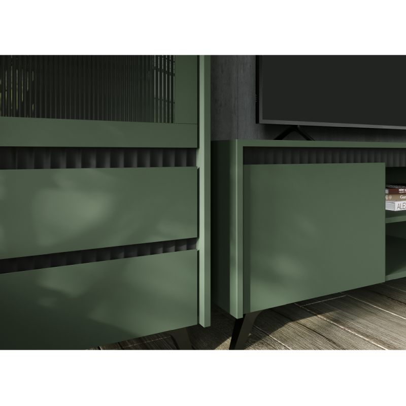 Štýlový TV stolík RTV2K2So, smoke zelený, čierny