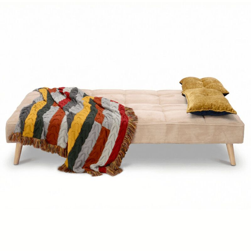 Moderná trojmiestna rozkladacia pohovka, krémová, látka