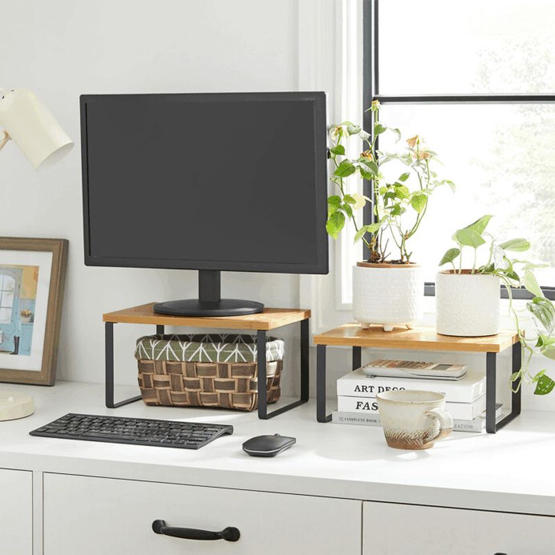 Set poličiek, bambus, čierny kov