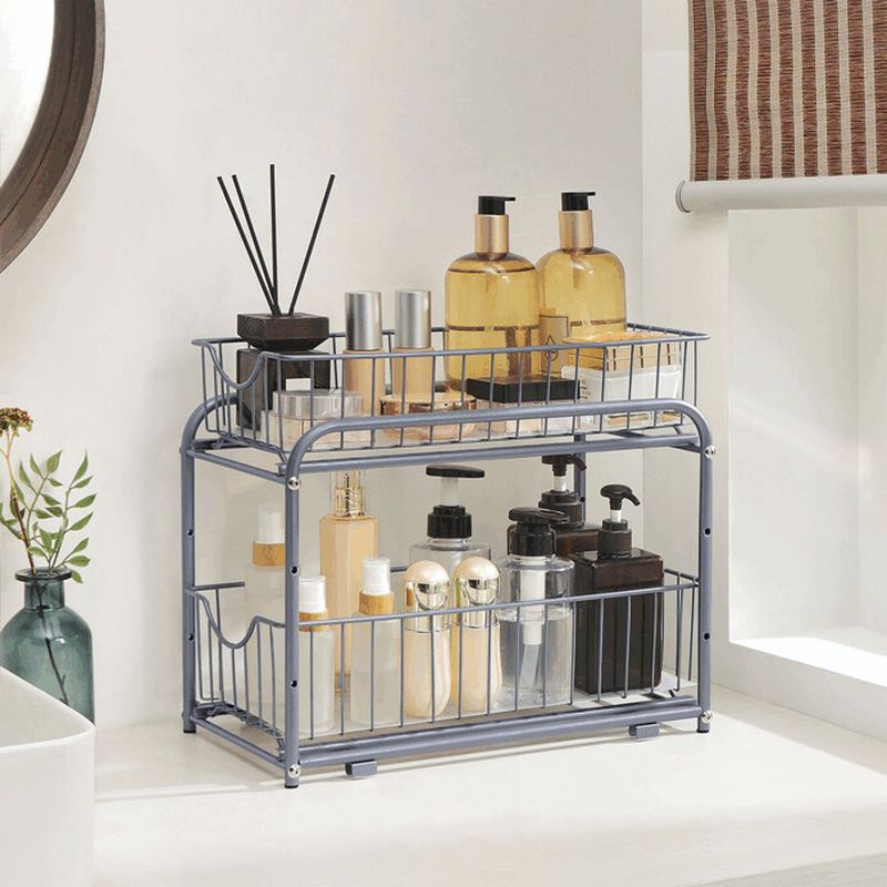 Kovový organizér, strieborný, 2 zásuvky