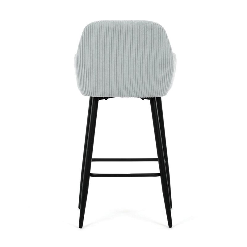 Moderná barová stolička, modrá manšestrová látka