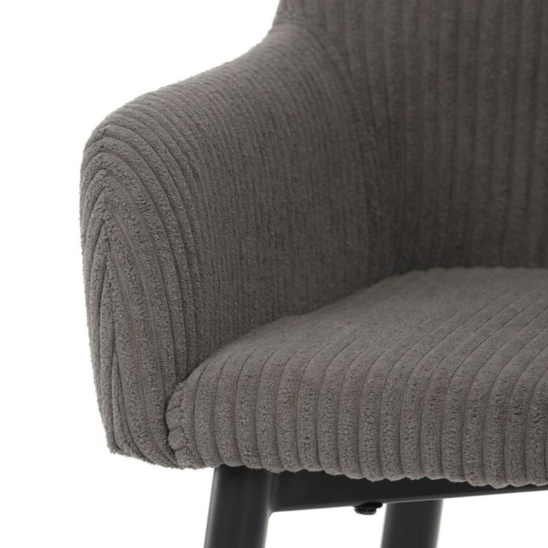 Moderná barová stolička, sivá manšestrová látka