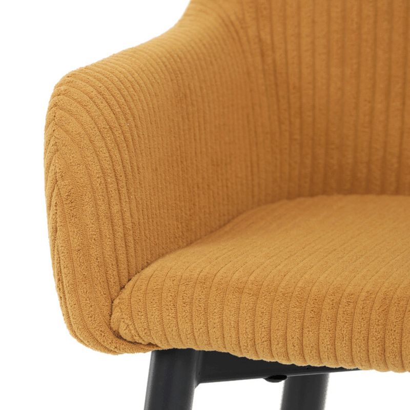 Moderná barová stolička, žltá manšestrová látka