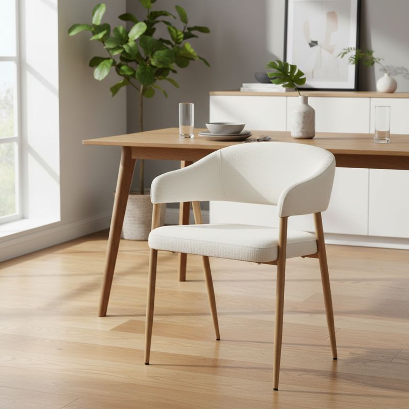 Dizajnové jedálenské kreslo krémové s kovovými nohami v dekore buk