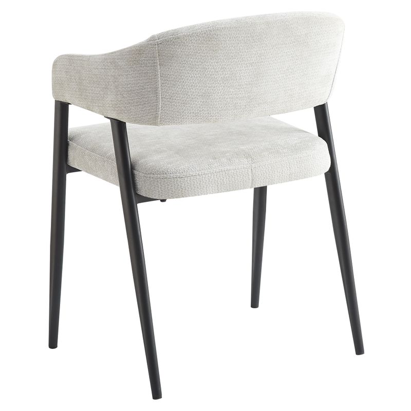 Dizajnové jedálenské kreslo svetlosivá látka s čiernymi kovovými nohami