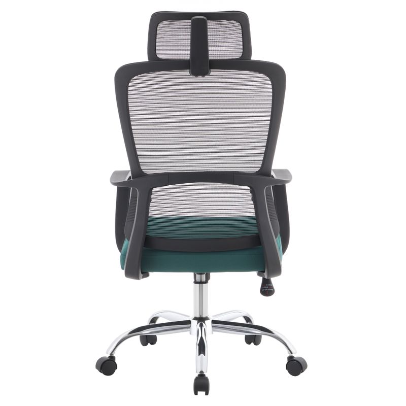 Kancelárske kreslo, zelené s čiernou sieťovinou a chrómovou podstavou