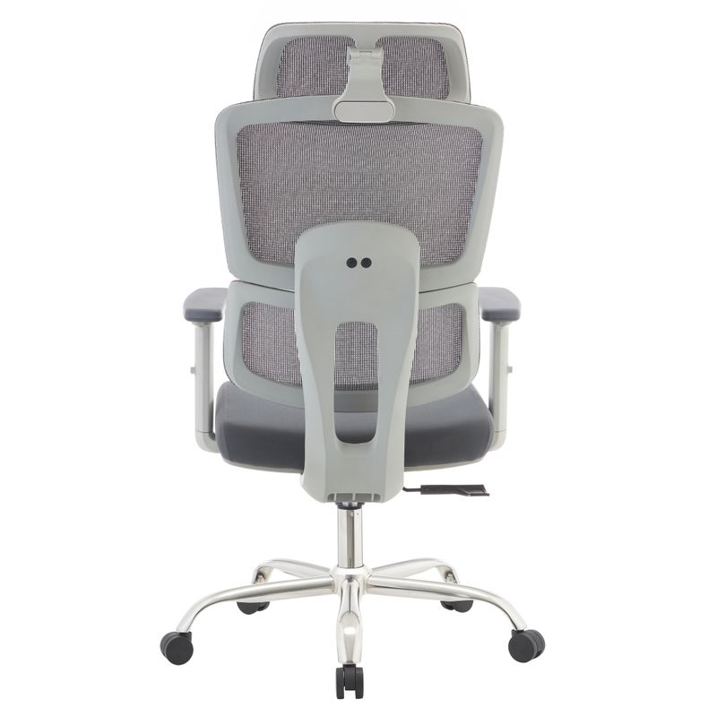 Ergonomické kancelárske kreslo, sivé so sieťovinou a chrómovou podstavou