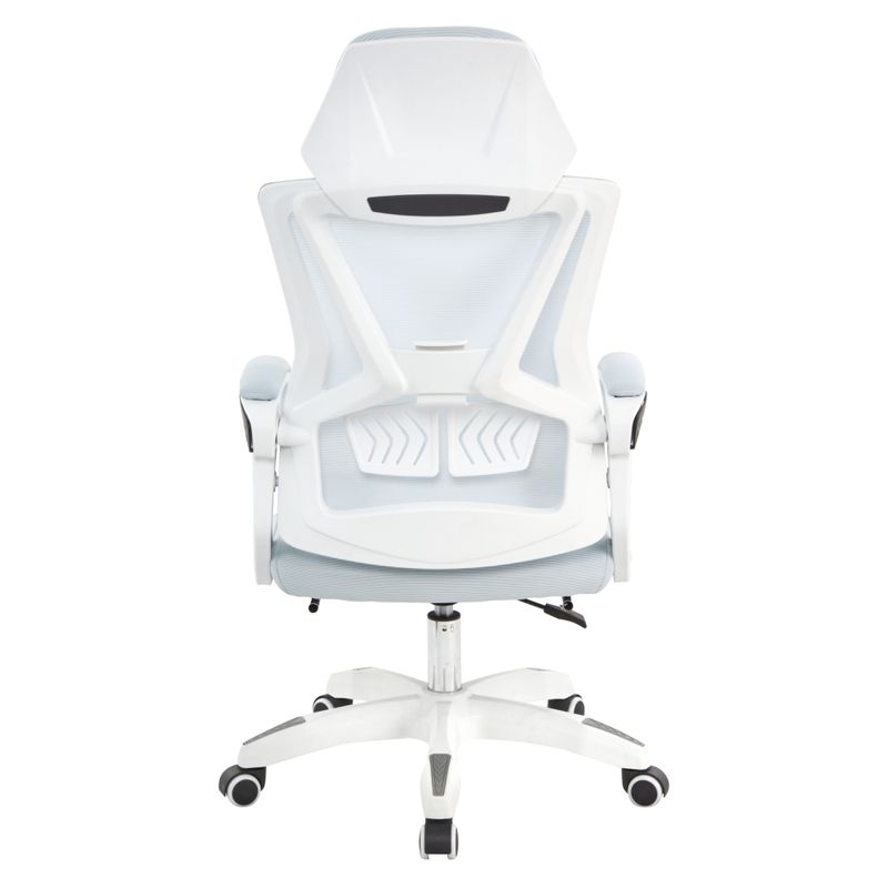 Ergonomické kancelárske kreslo s podnožkou, svetlosivé, biele